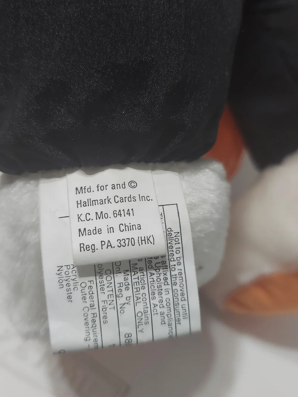 Hallmark White & Orange Halloween Skeleton Bear Plush